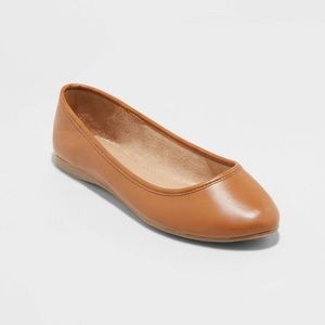 Universal Thread faux leather cognac flats slip on